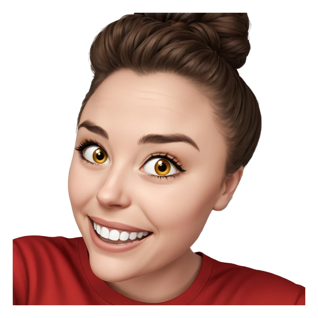 smiling girl in red shirt sticker