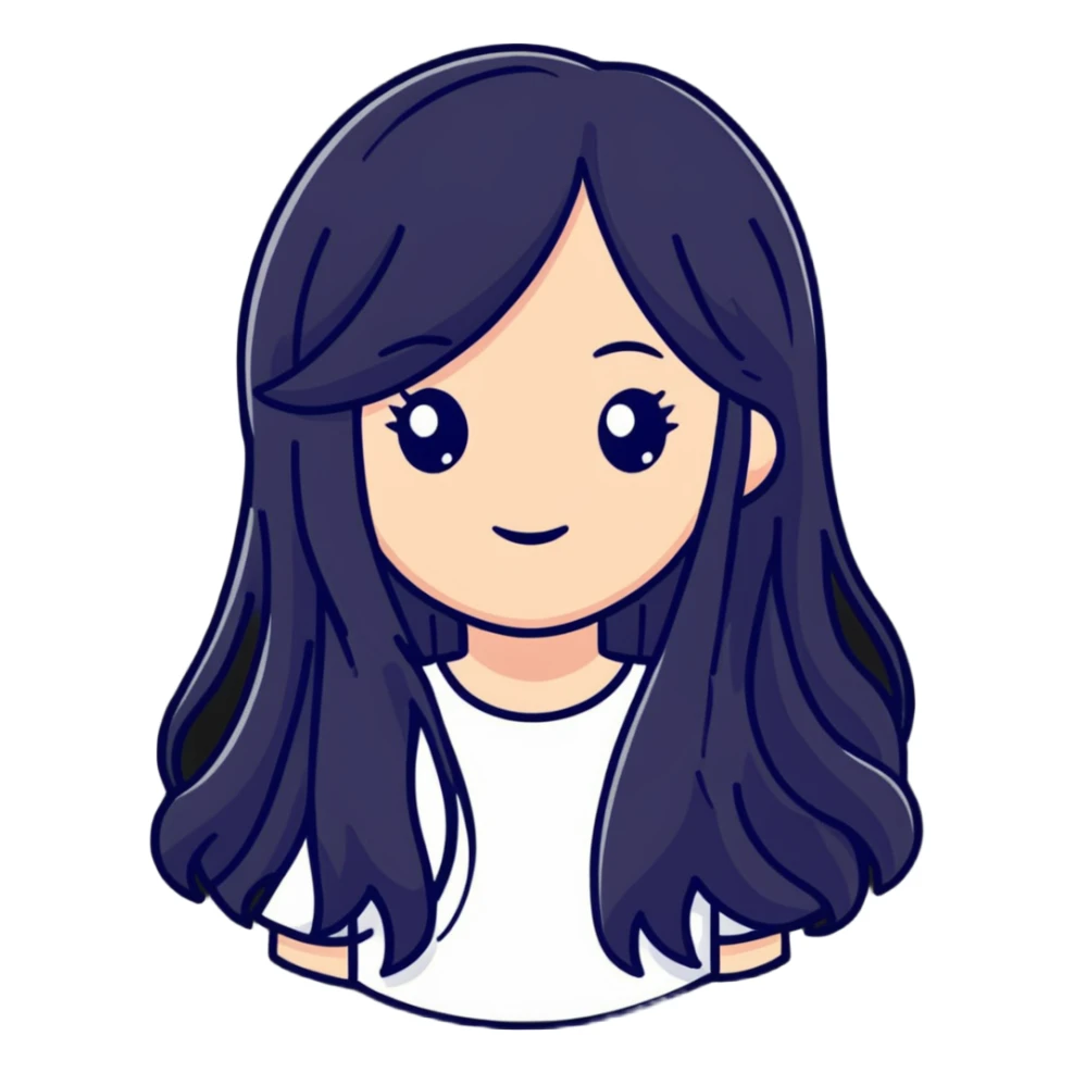 cute girl with long hair sticker