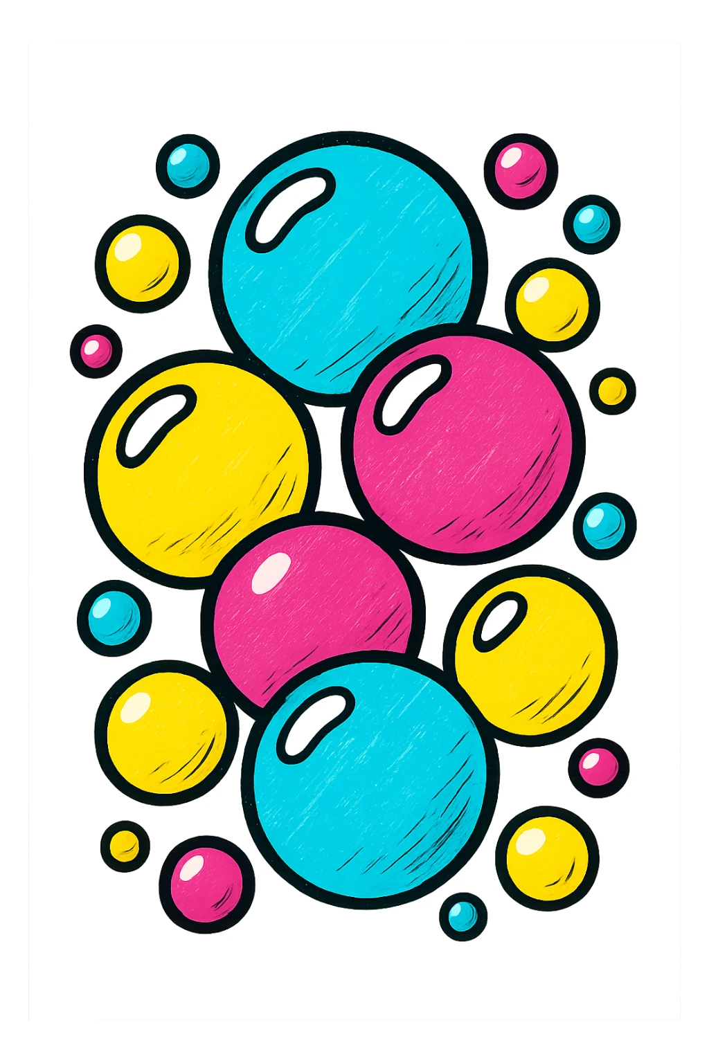 soap bubbles floating, colorful style sticker