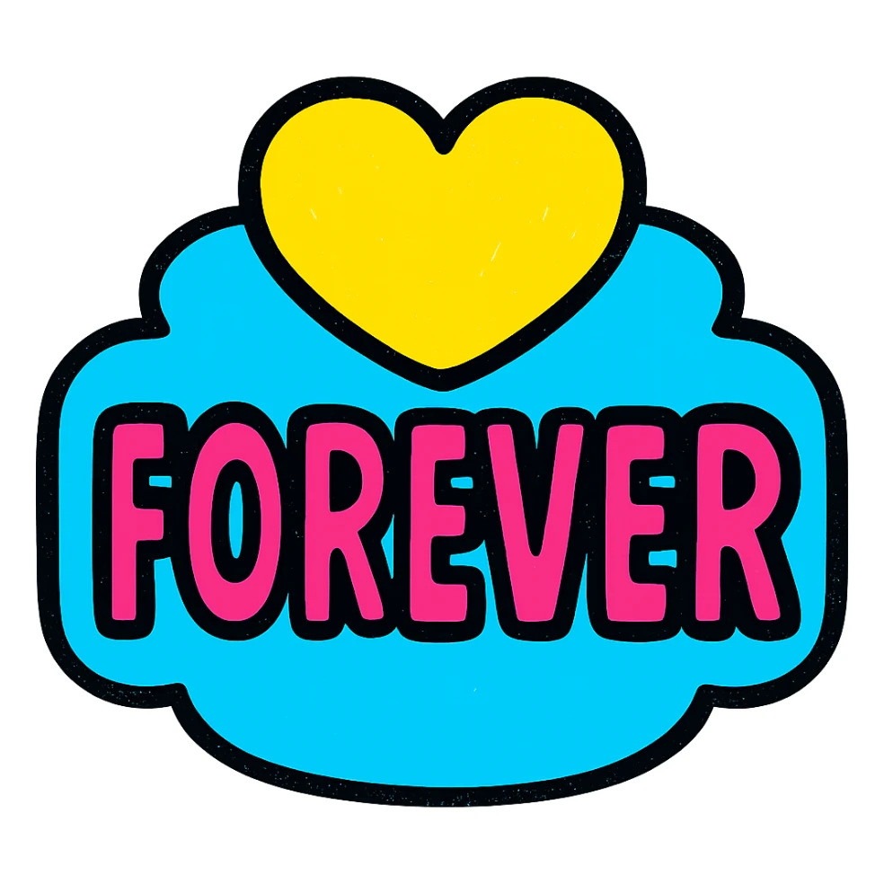 modern icon style 'Forever' sticker, simple and bold, clear 'Forever' text or symbol, digital sticker sticker