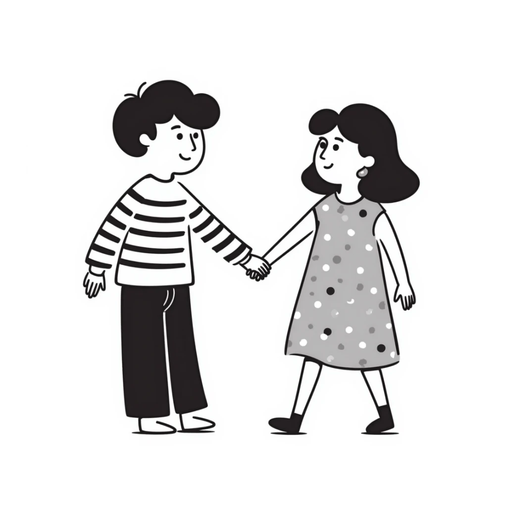 boy and girl holding hands sticker