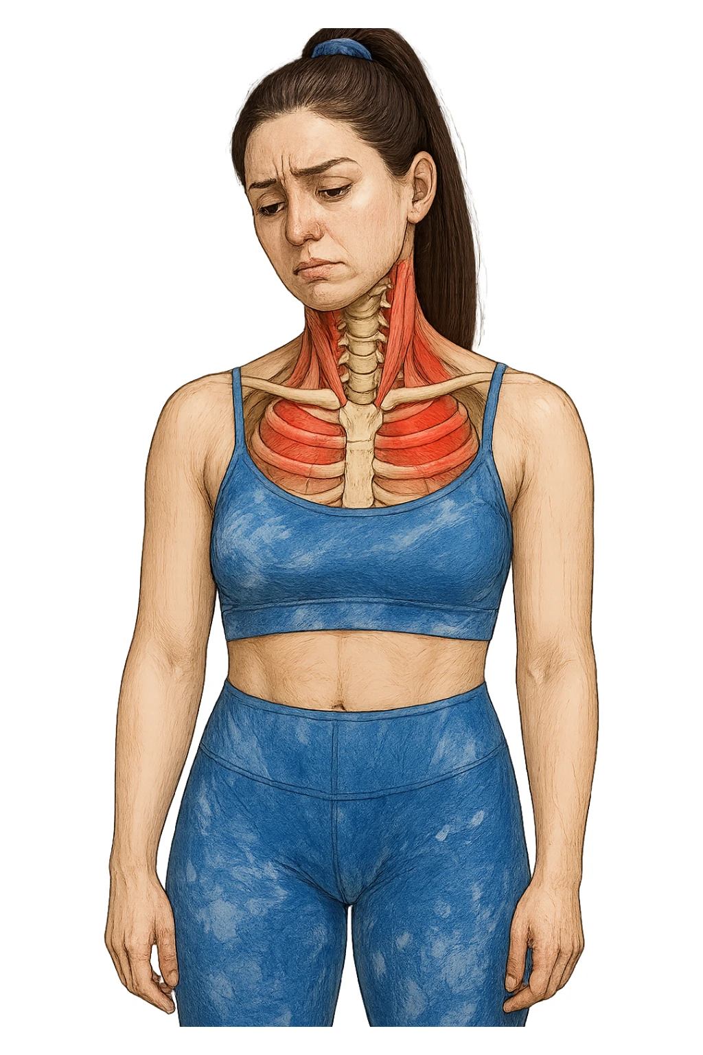 Donna con tante tensioni cervicali anatomica sticker