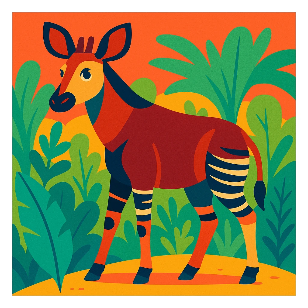 okapi, exotic African animal, vibrant toon style sticker