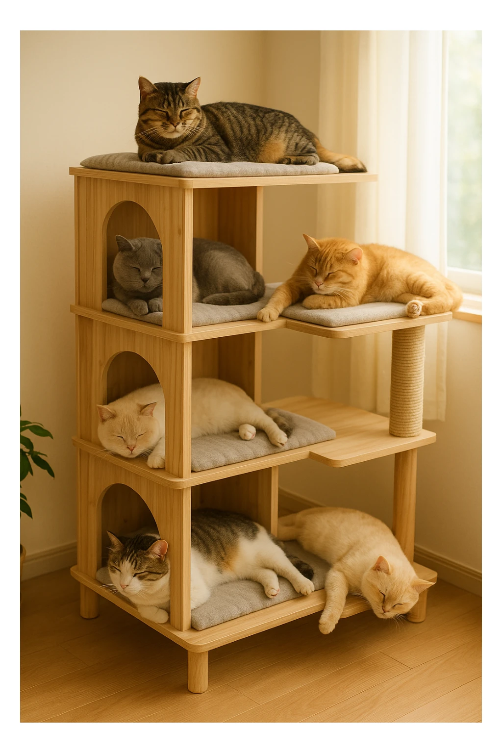 cats relaxing in a vertical playhouse sticker