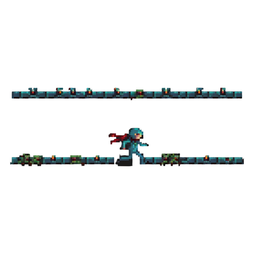 stick man running in retro video game pixel art style sticker