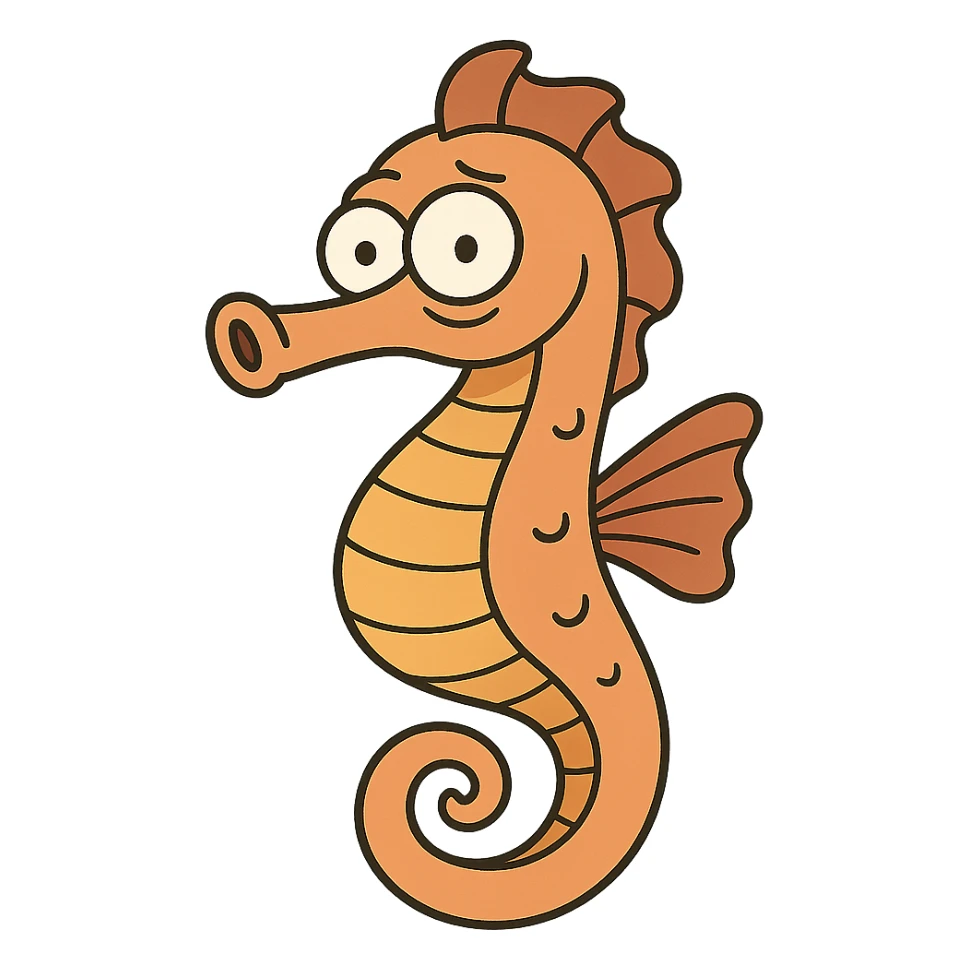 flat cartoon style seahorse sticker