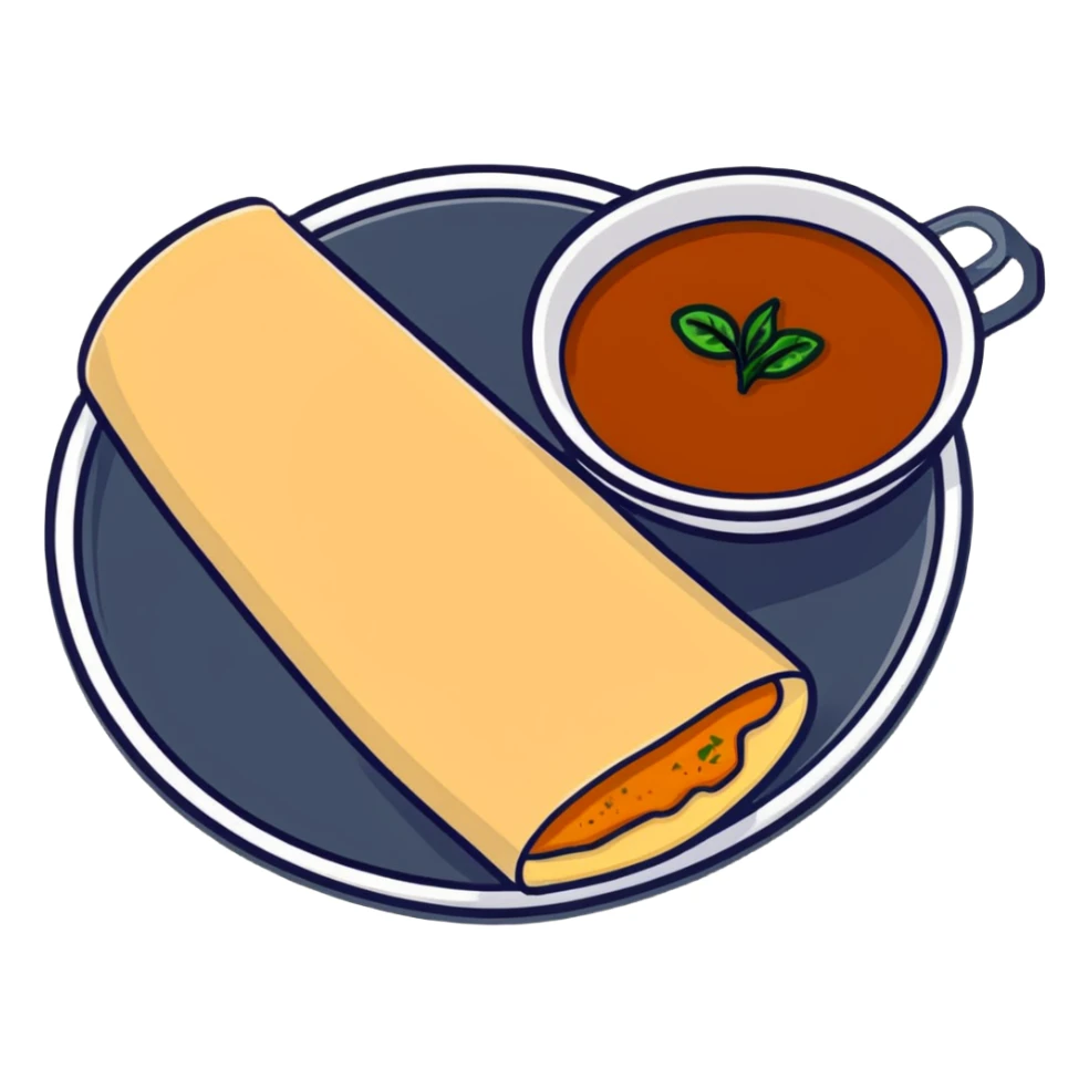masala dosa with potato filling and chutney sticker