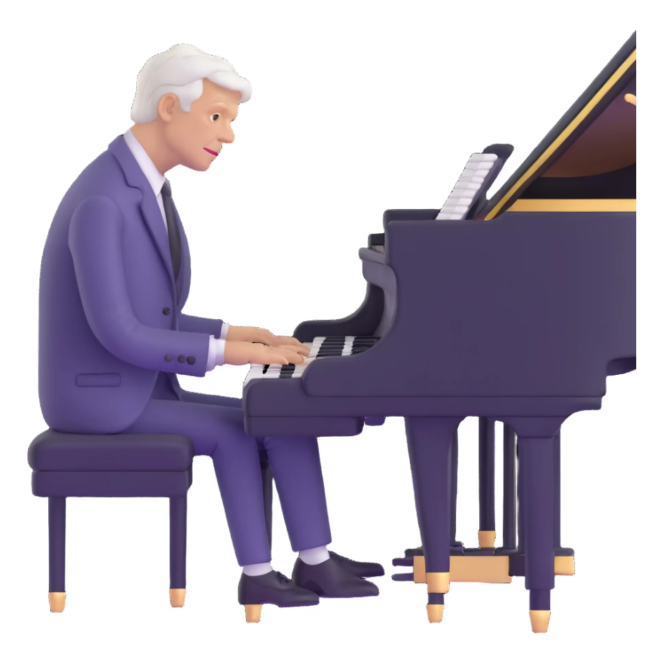 George Plimpton playing the piano sticker
