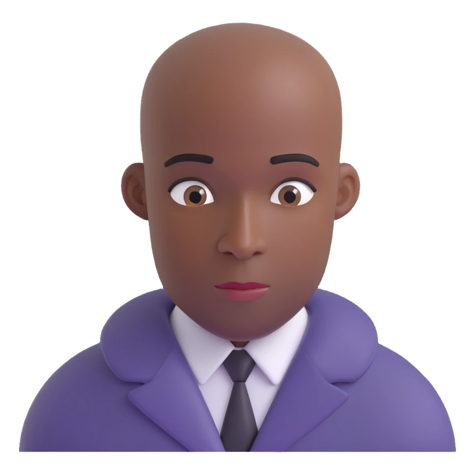 extremely bald Black man with shiny scalp and exaggerated baldness, simple background sticker