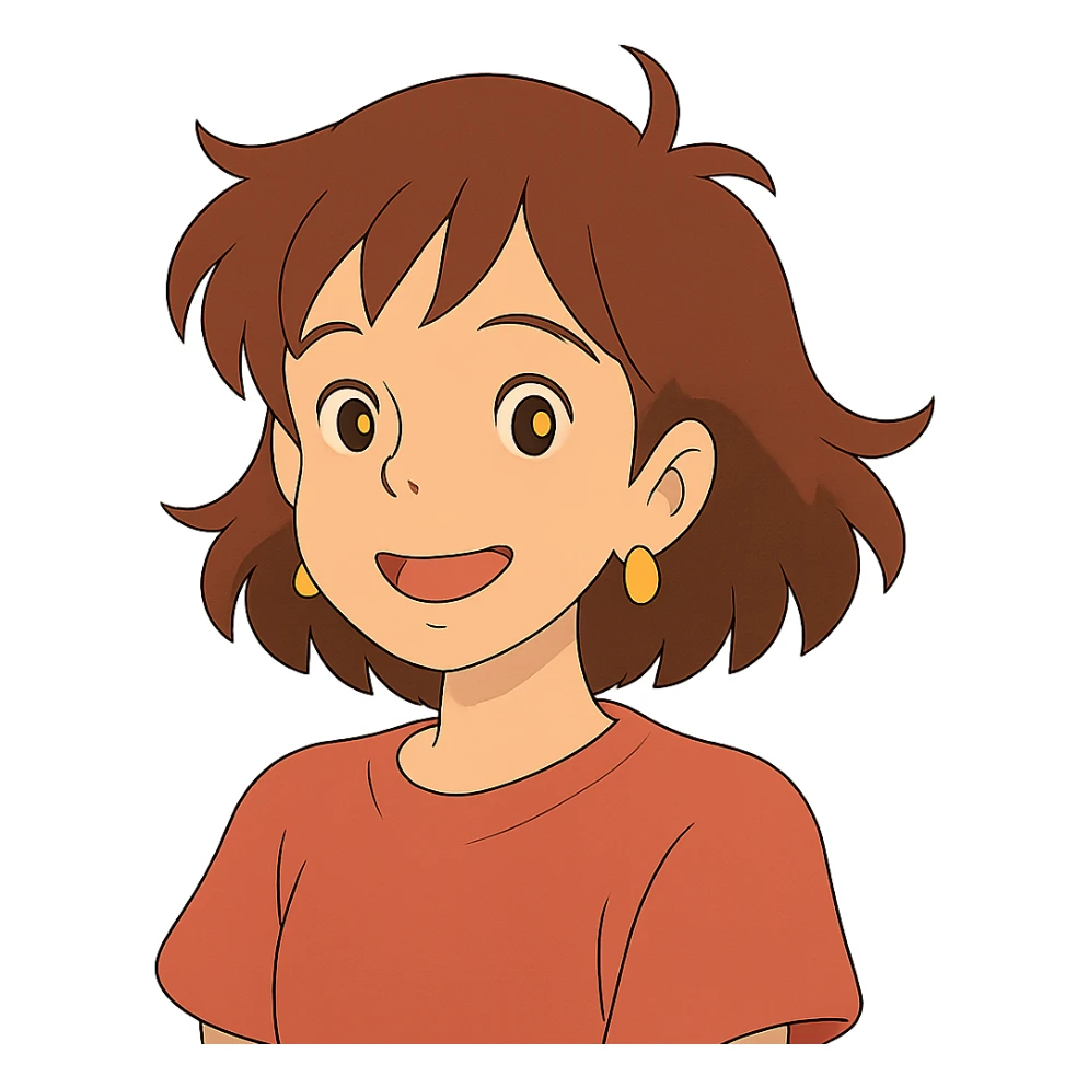 ghibli style smiling girl with earrings sticker