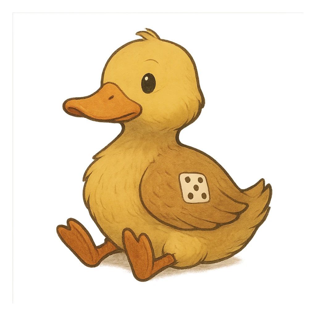 ghibli style duck inspired by the DuckDice logo sticker