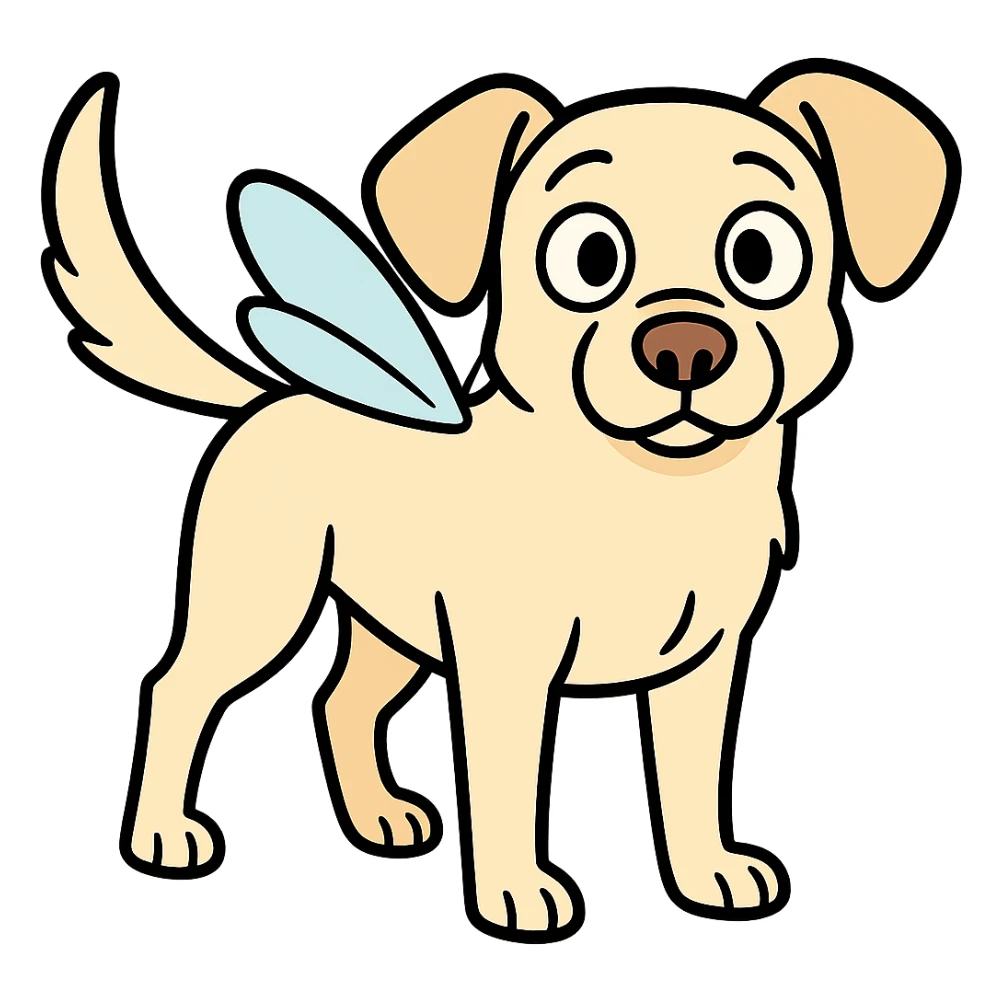 Make the image cartoonish with fairy wings, light fur, and large ears. Remove the background. sticker