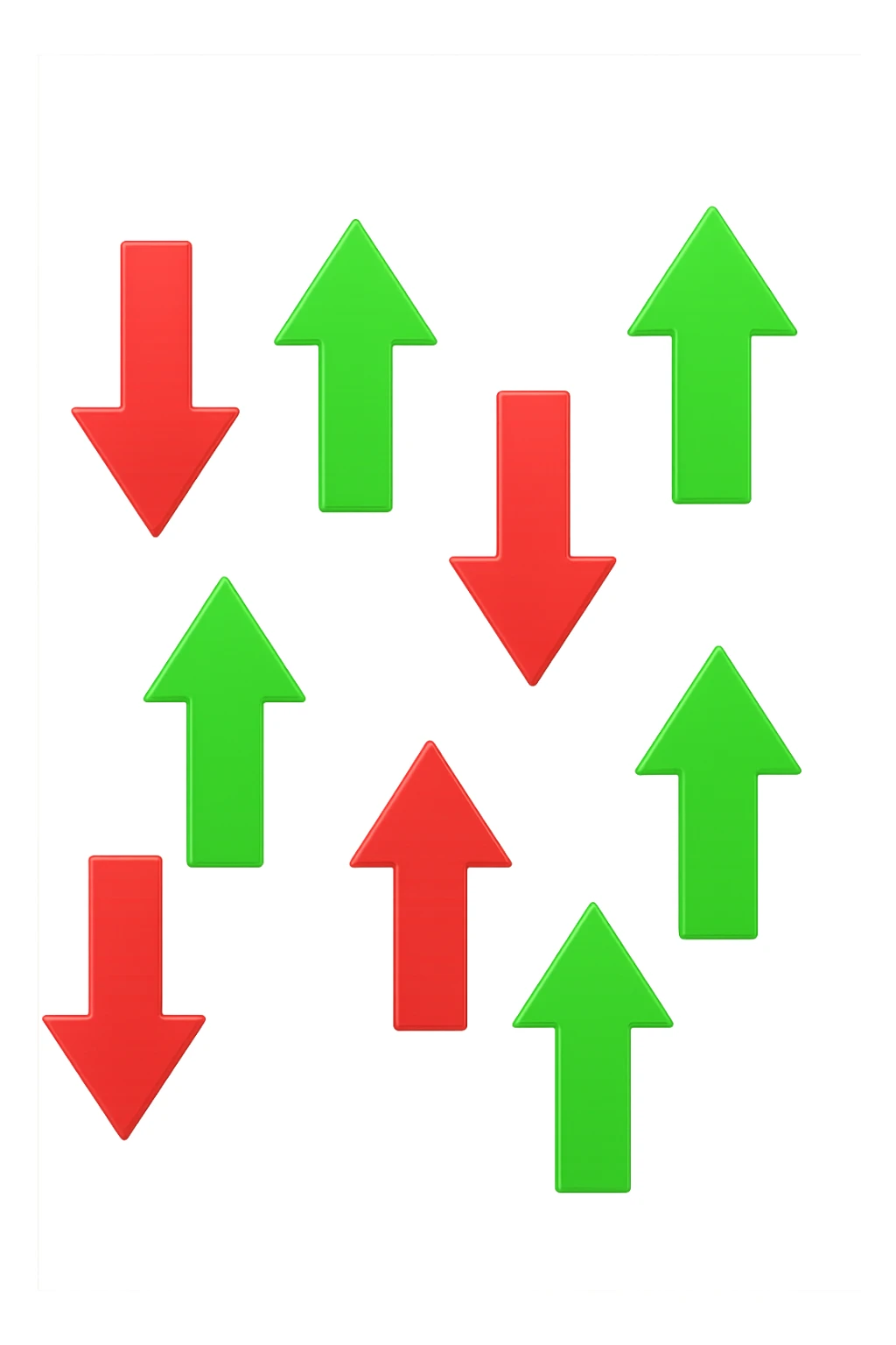 FRECCE ROSSE CHE SCENDONO E FRECCE VERDI CHE SALGONO, FLUTTUANO IN ARIA sticker