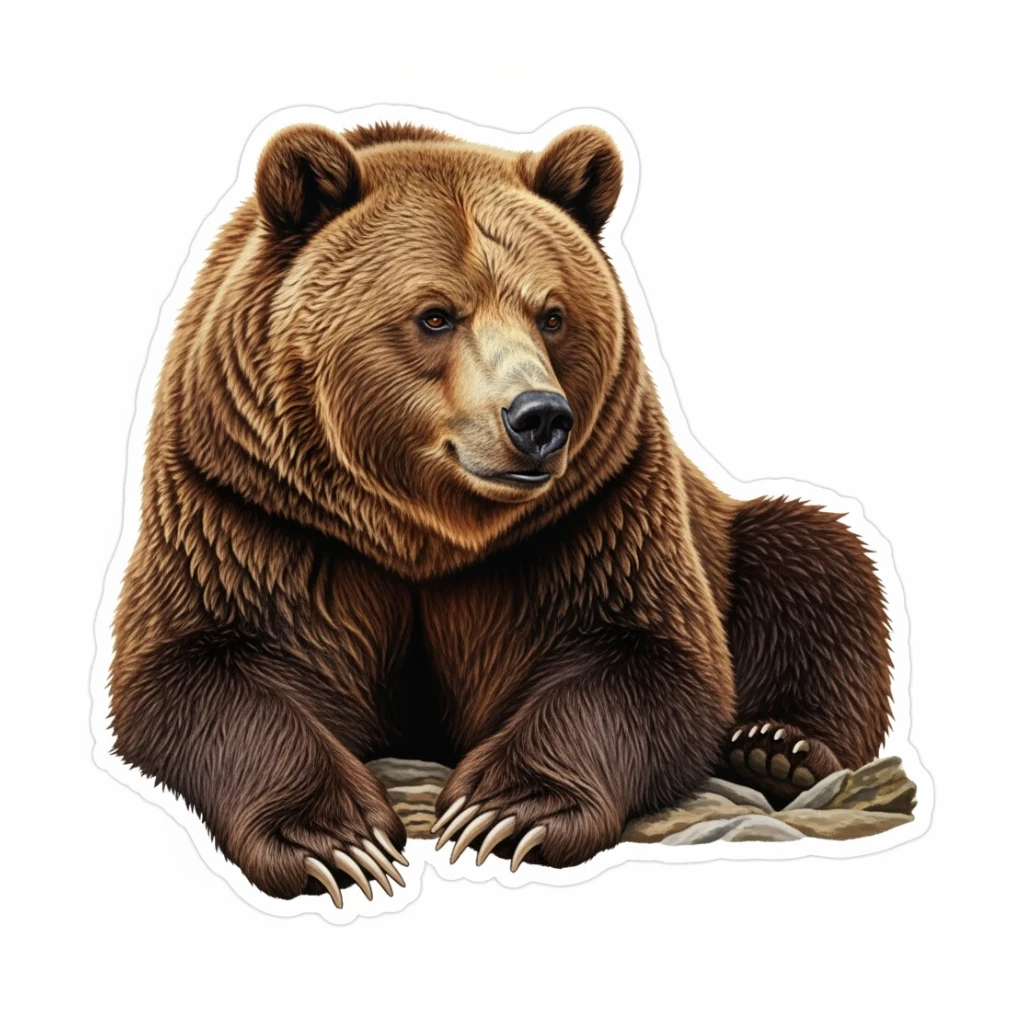 Brown bear realistic sticker sticker