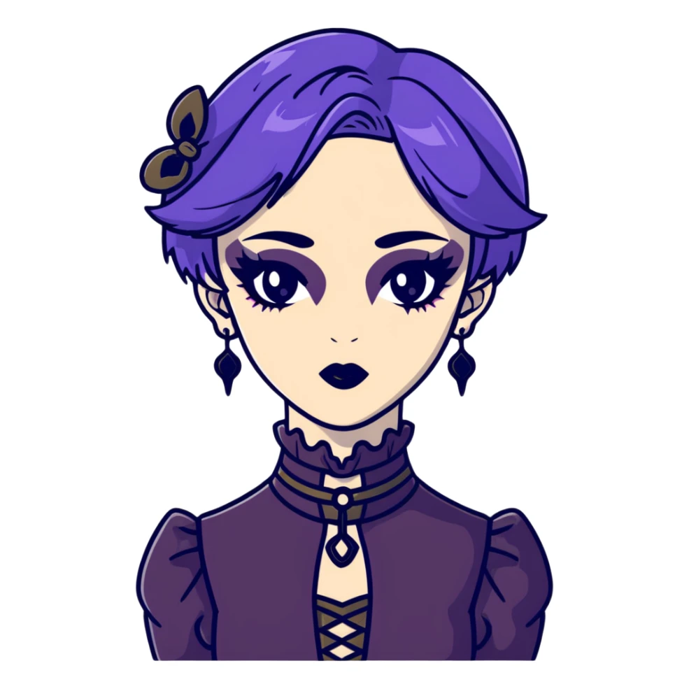 gothic femboy with makeup, choker, and dark victorian clothes sticker