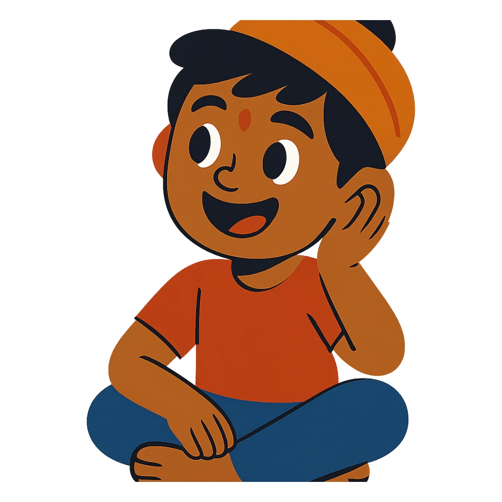 happy Indian kid listening to a story sticker