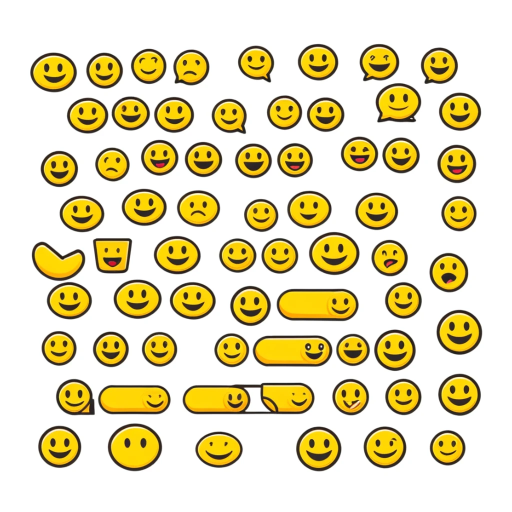 A wide format slideshow title screen for "The Emoji Movie Quiz" game with popular emoji characters arranged in a presentation-friendly layout sticker