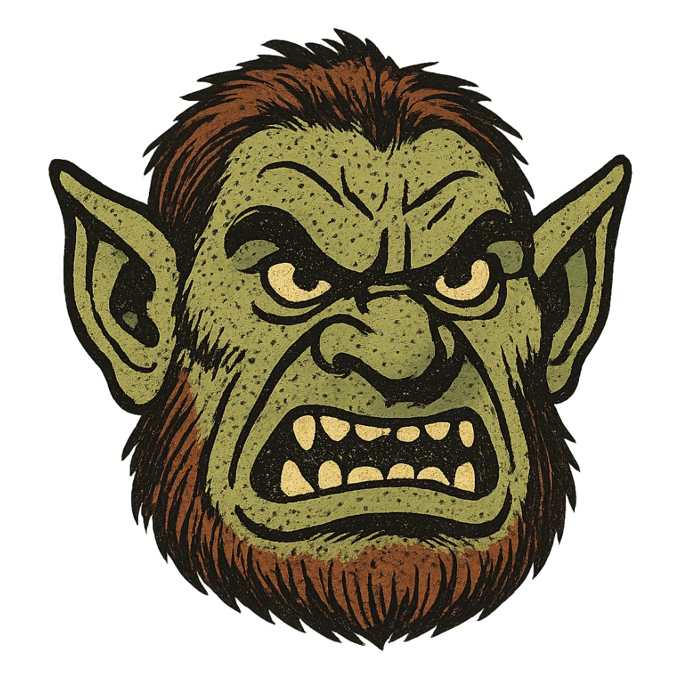 angry troll face, comic book style, intense glare, dramatic shading sticker