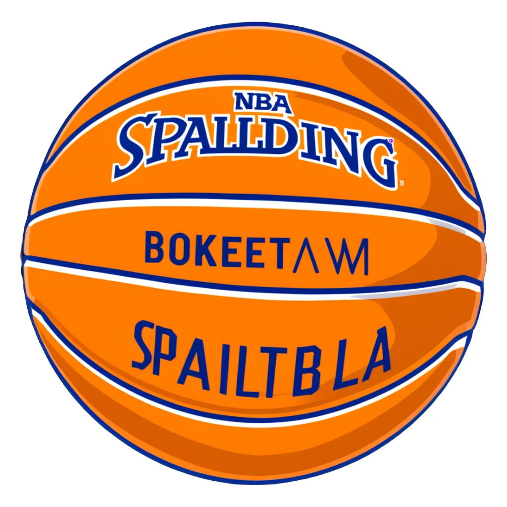 Minimalist Spalding basketball with NBA logo, orange with black lines sticker