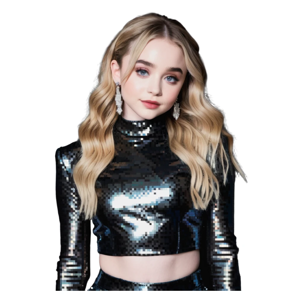 Sabrina Carpenter in Short n' Sweet concert look, sparkly outfit sticker