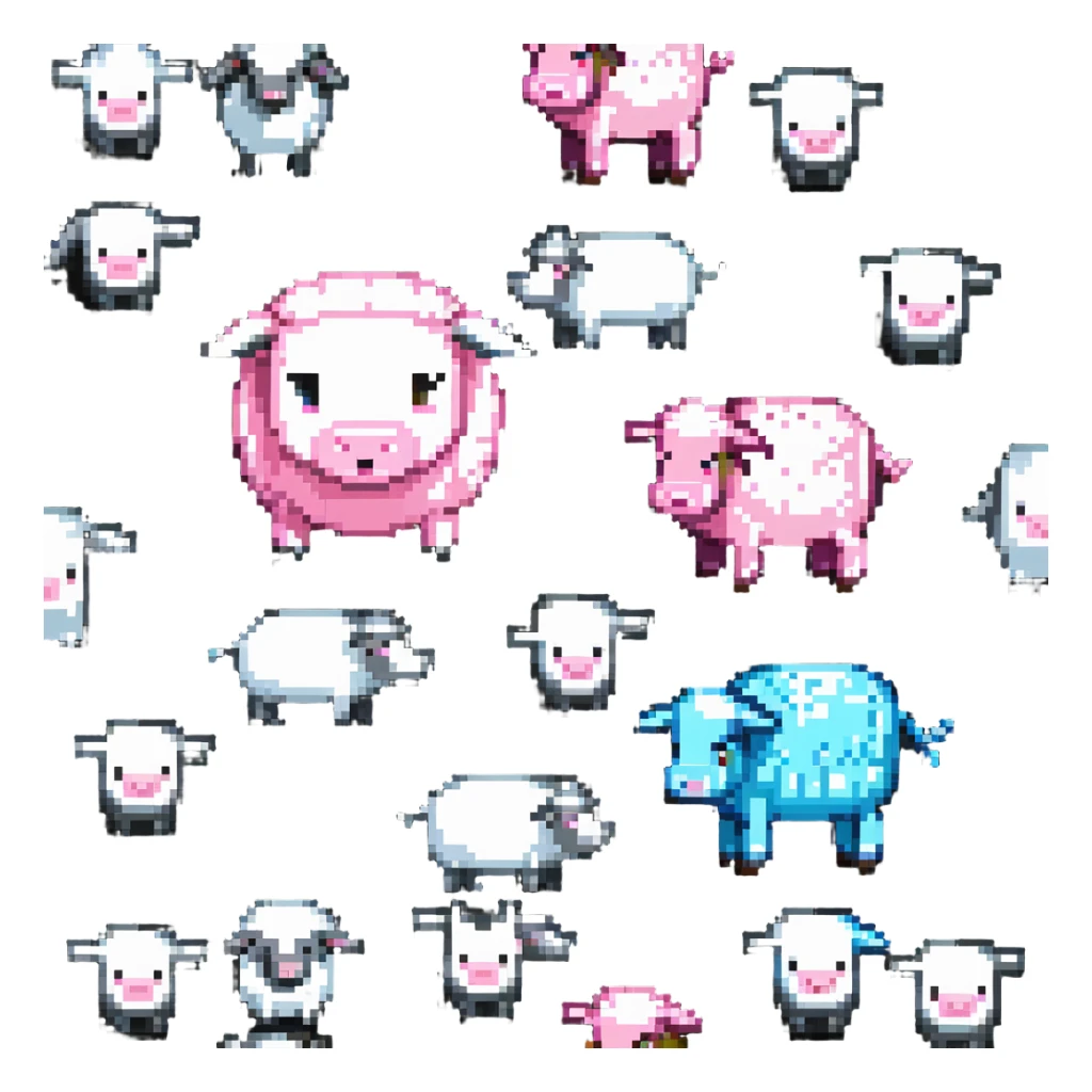 Minecraft style sheep and a blocky pig friend together sticker