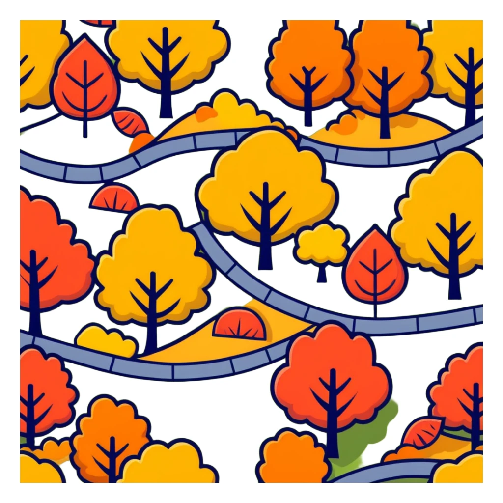 autumn fall scene with vibrant, multicolored leaves and trees sticker