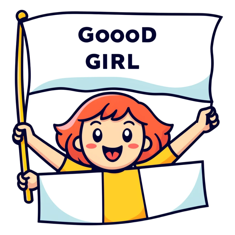 Tongue out 😘 with a banner that says good girl sticker