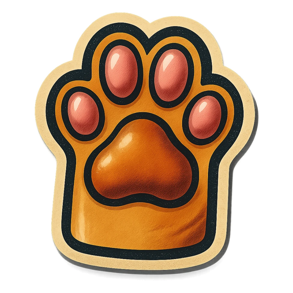 cat paw, bold outlines, vintage feel sticker