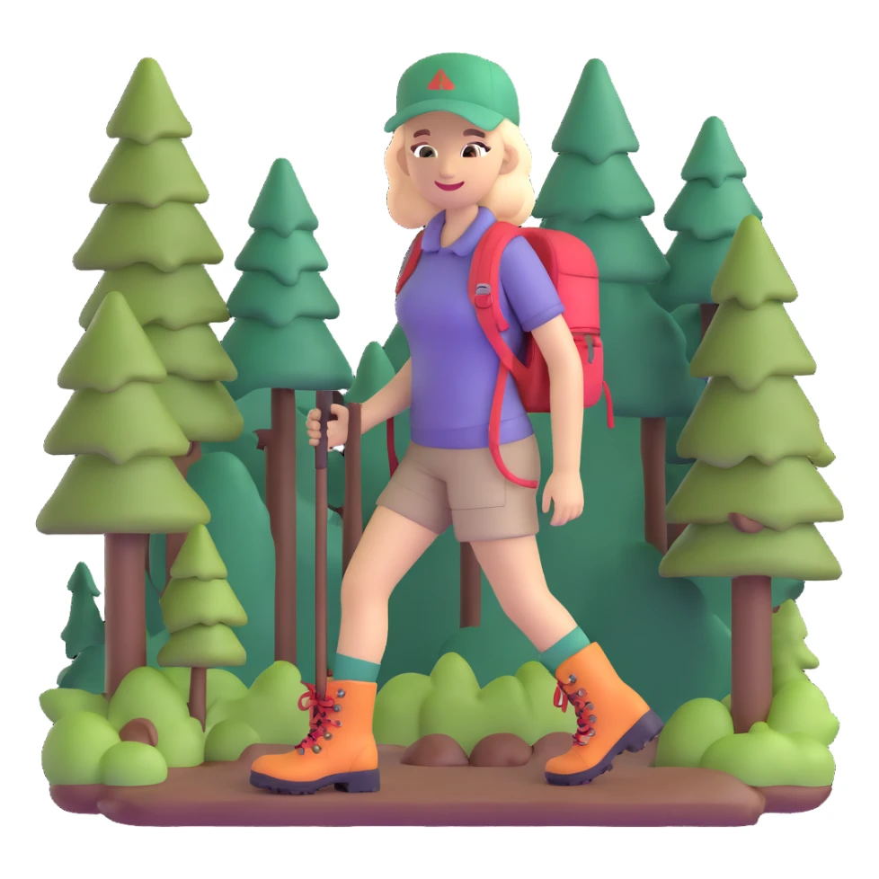 Outdoorsy woman with hiking boots and forest background, Melissa Backwoods sticker