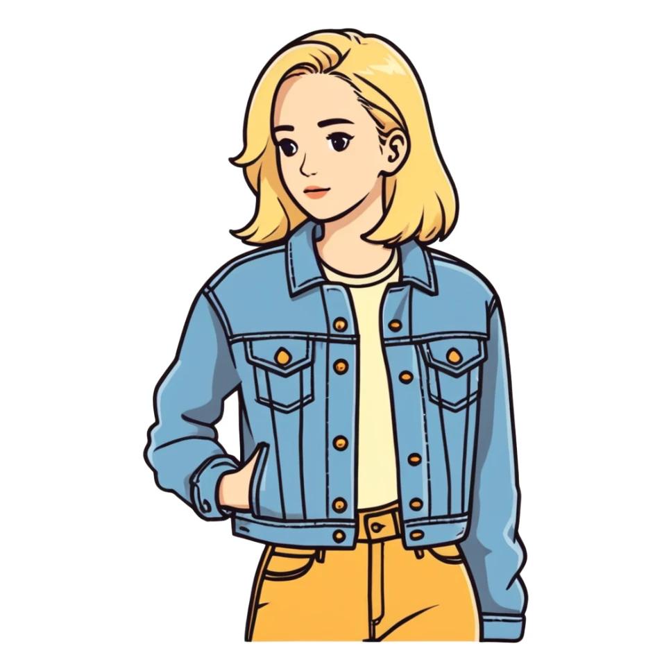 Mulher loira usando uma jaqueta jeans  sticker