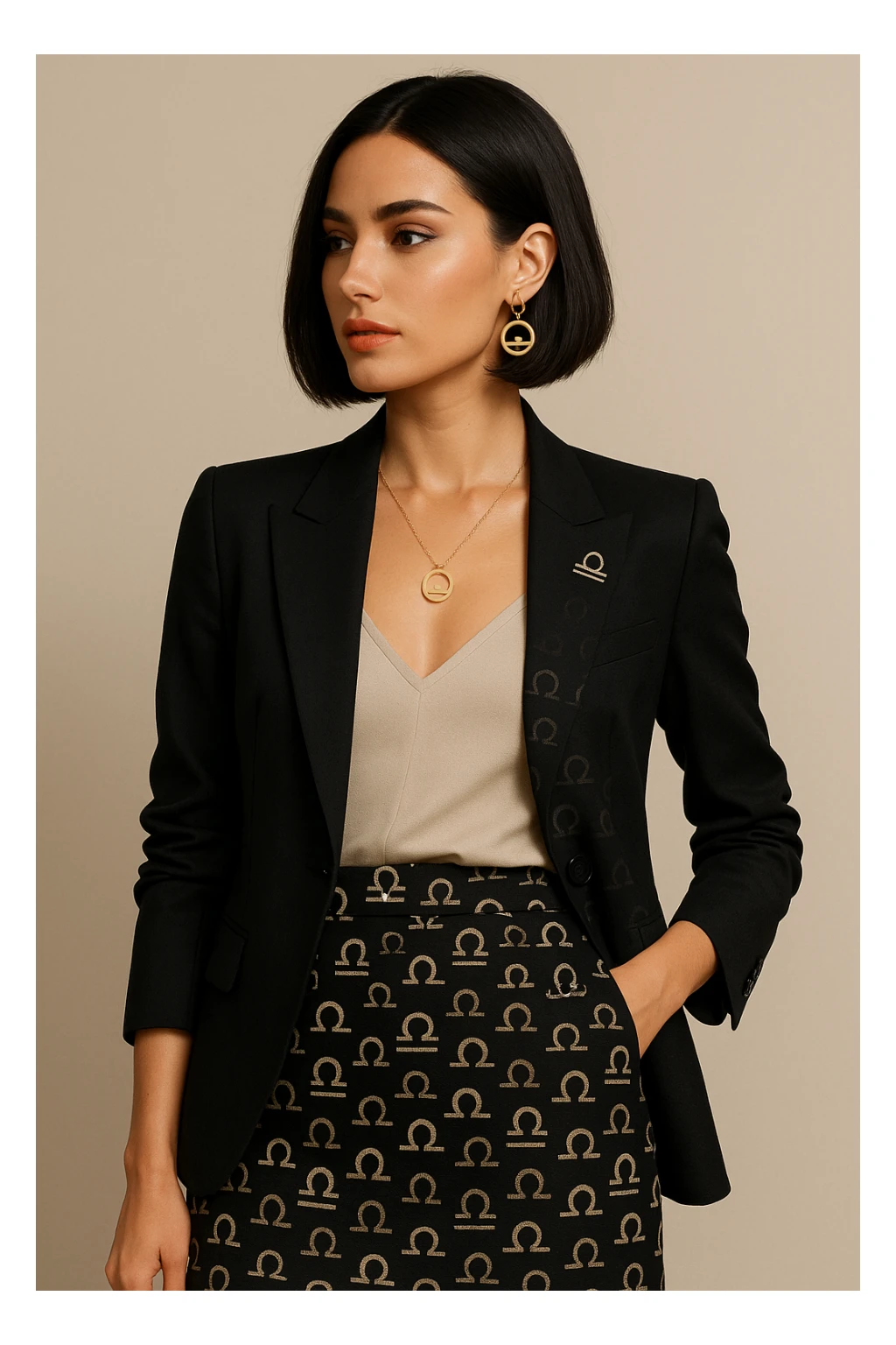 Libra woman, modern, chic, with Libra symbol, no text sticker