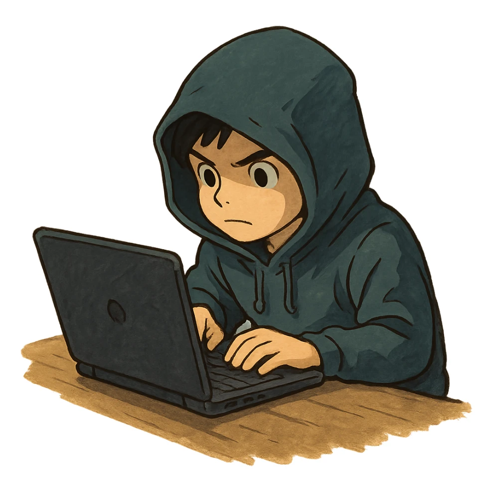 hacker at a computer sticker