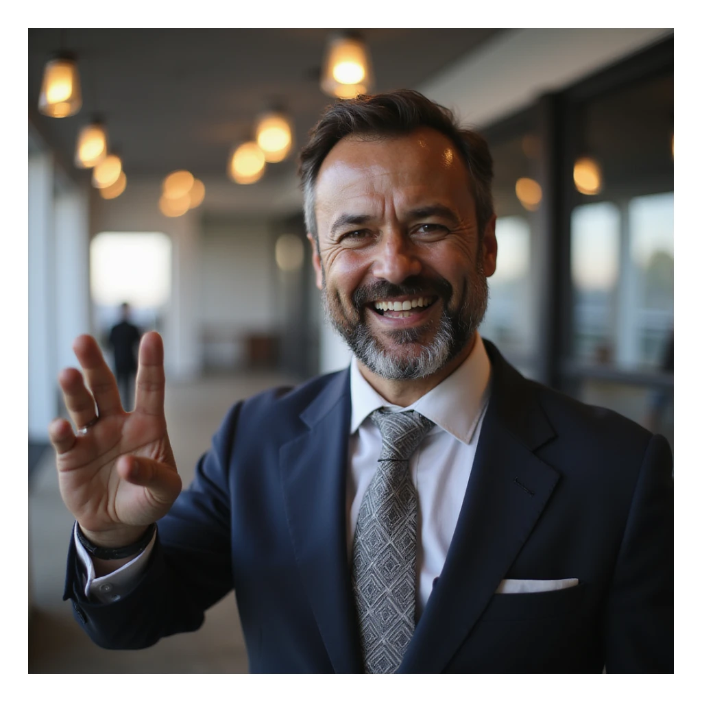 indian businessman encouraging customers sticker