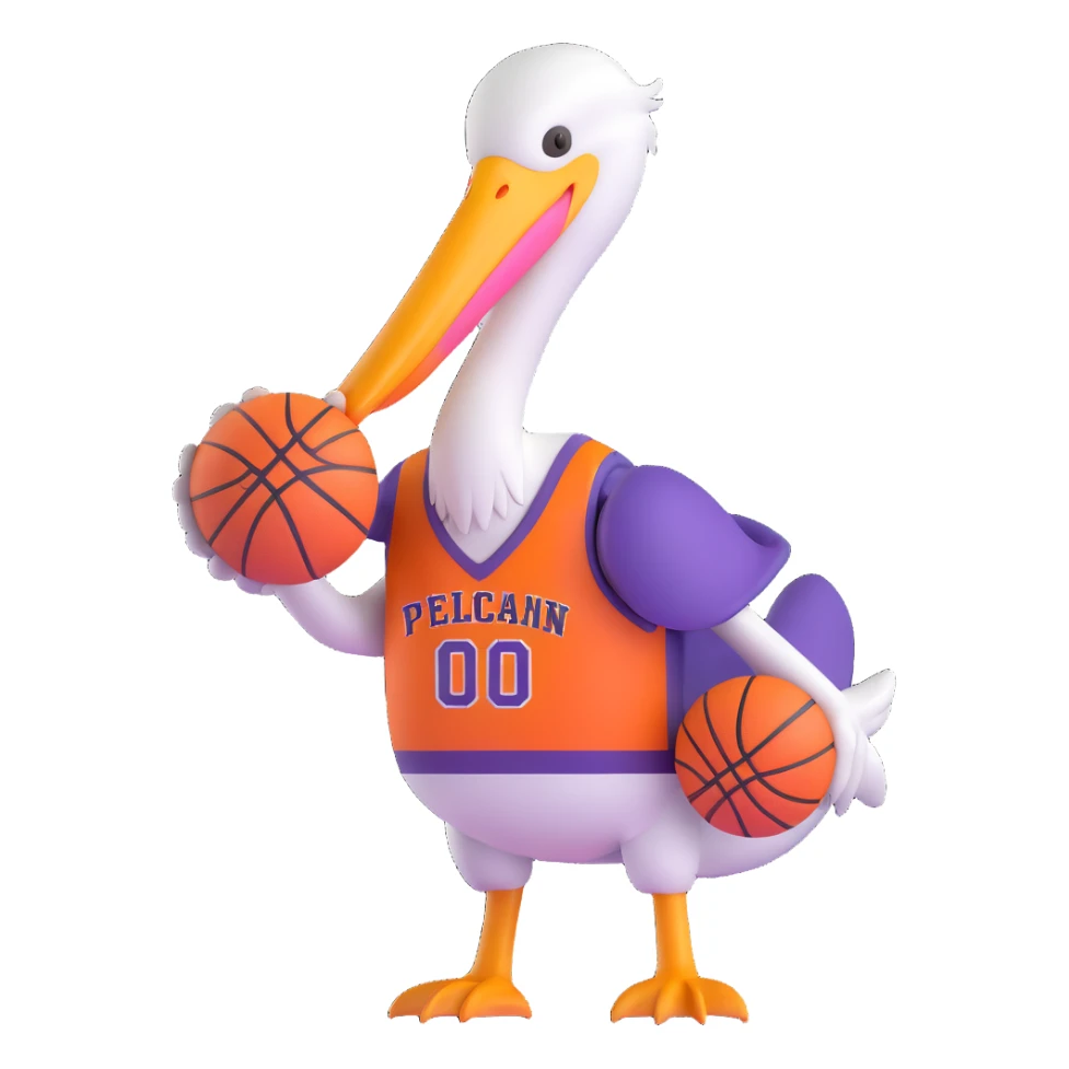 Pelican wearing New Orleans basketball jersey sticker