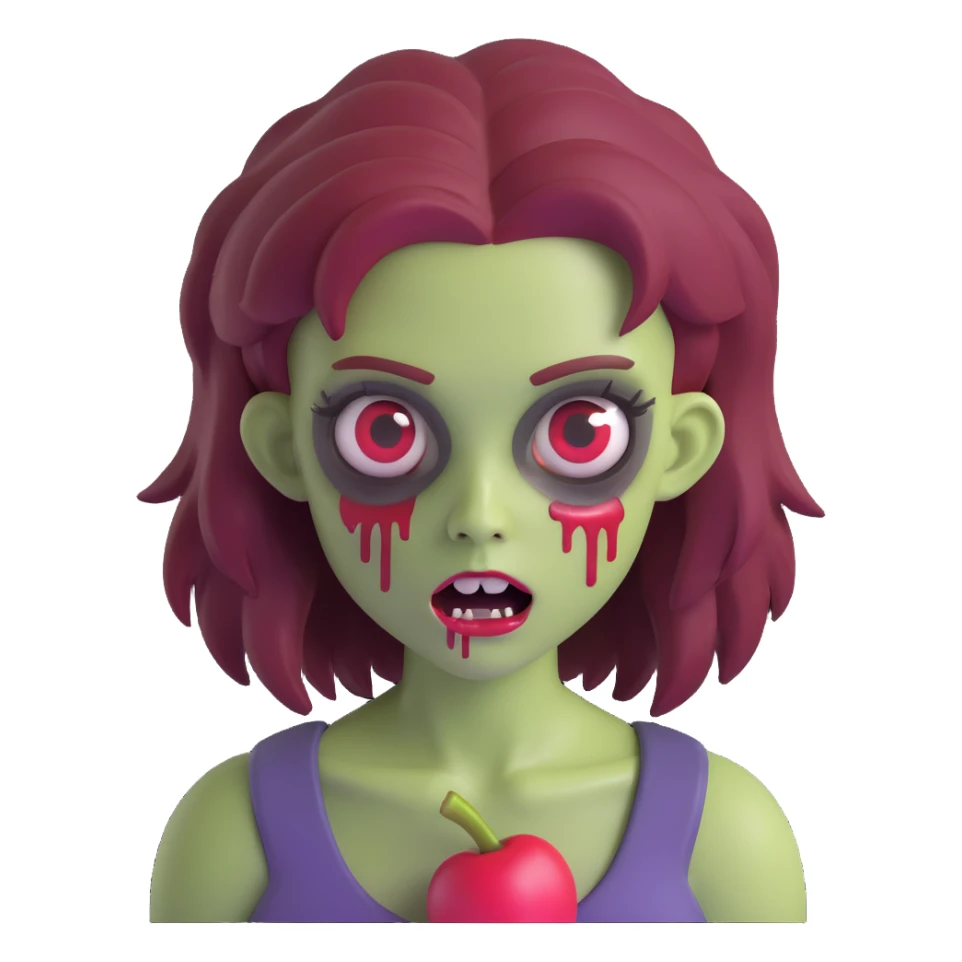 girl zombie with dark cherry hair sticker