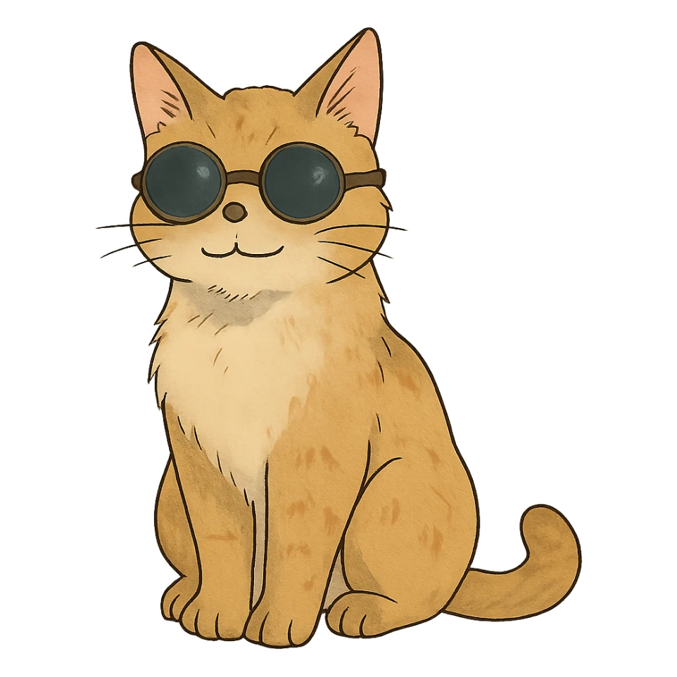 ghibli style cat wearing sunglasses sticker