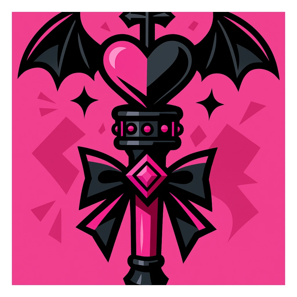 BLACKPINK-inspired gothic object, energetic and stylish, black and pink palette, vibrant toon style sticker