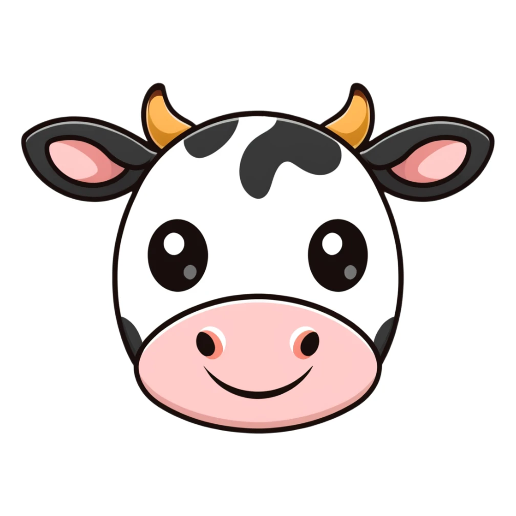 cute cow face with big eyes sticker