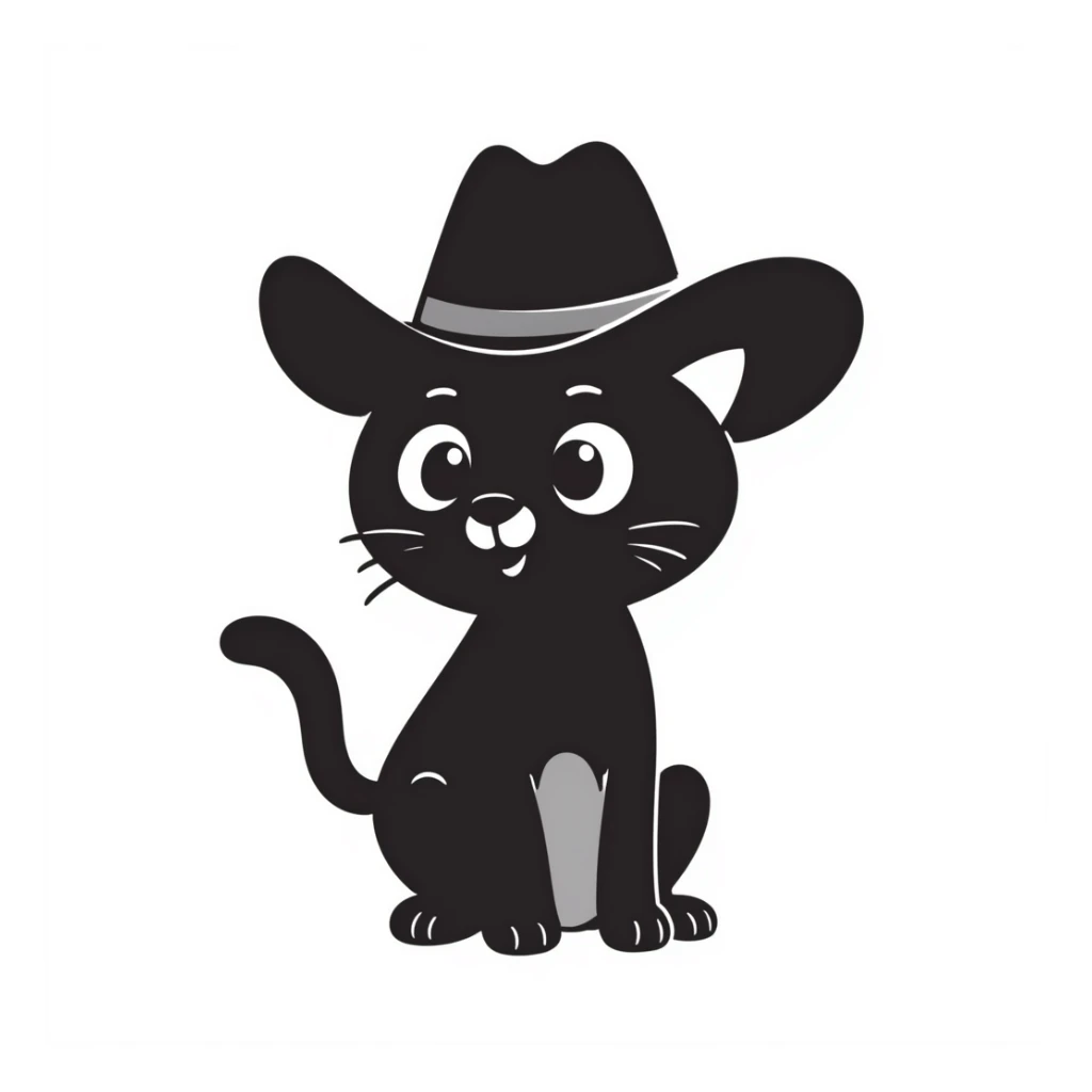 cat wearing a cowboy hat, hand drawn doodle style sticker