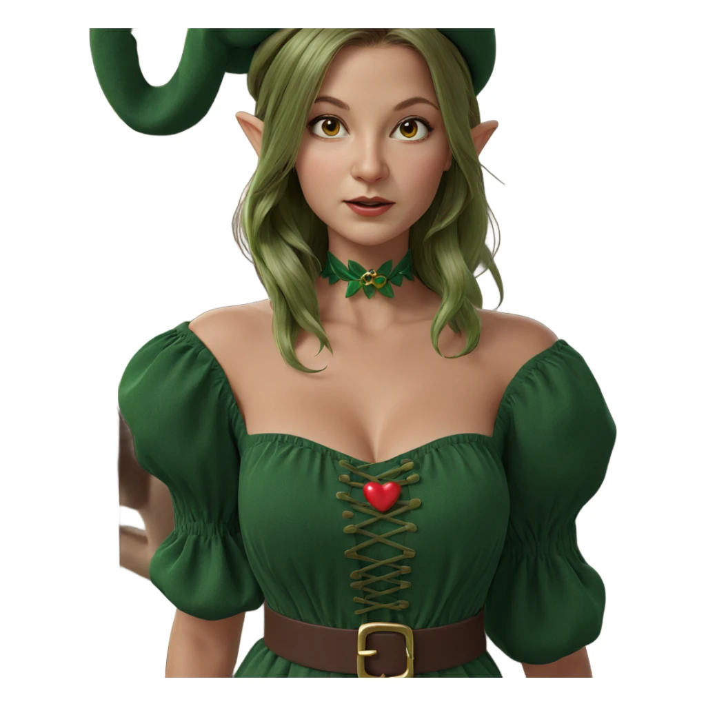 elf girl in green dress sticker