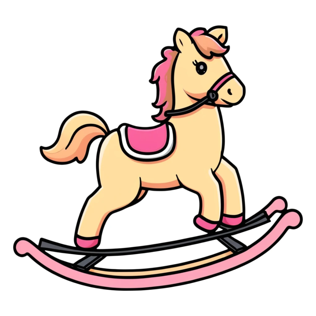 Rocking horse toy with gradient from pink to beige sticker