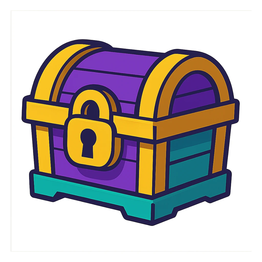 purple and teal rewards chest vibrant toon style sticker