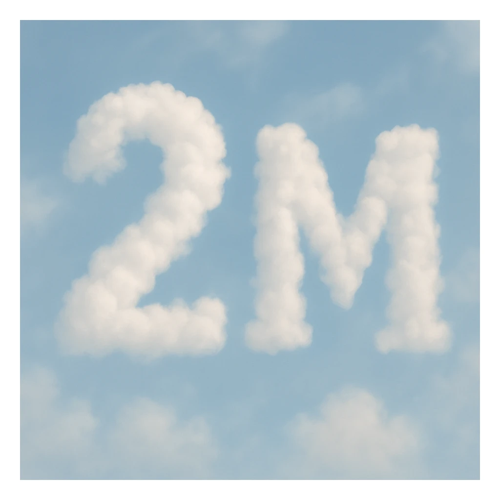 The number two and the letter M made out of clouds, soft and dreamy sticker