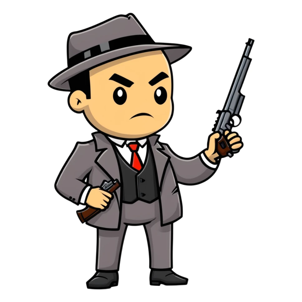 mafia gangster with tommy gun sticker