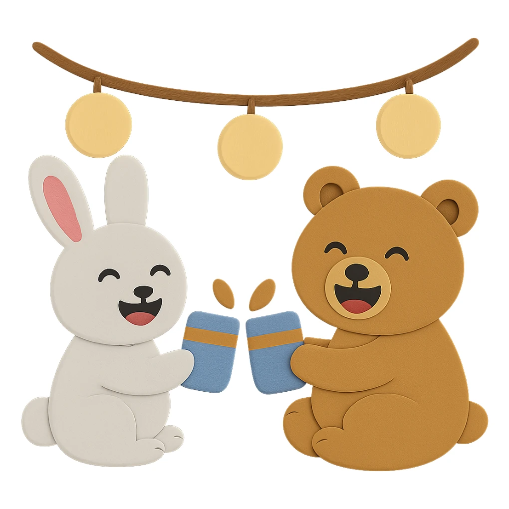 Add a pink color element to both of the bunny's ears so they match, while keeping all other design elements unchanged sticker