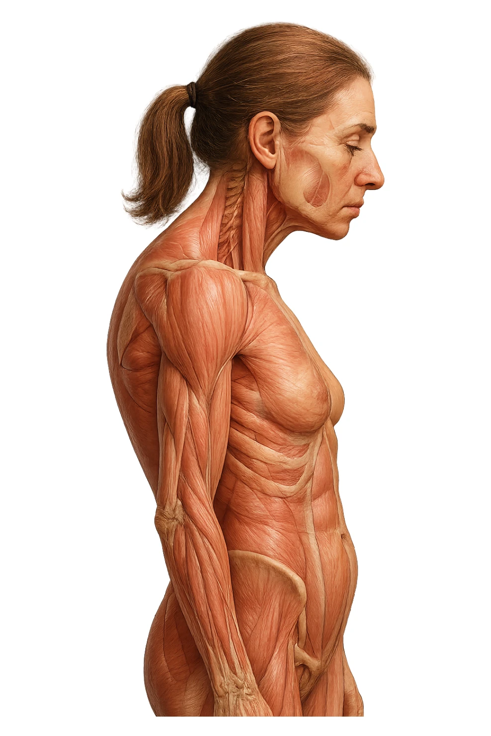 corpo umano anatomico di una donna di profilo con postura errata e spalle curve in avanti
IPERREALISTICO 4K sticker