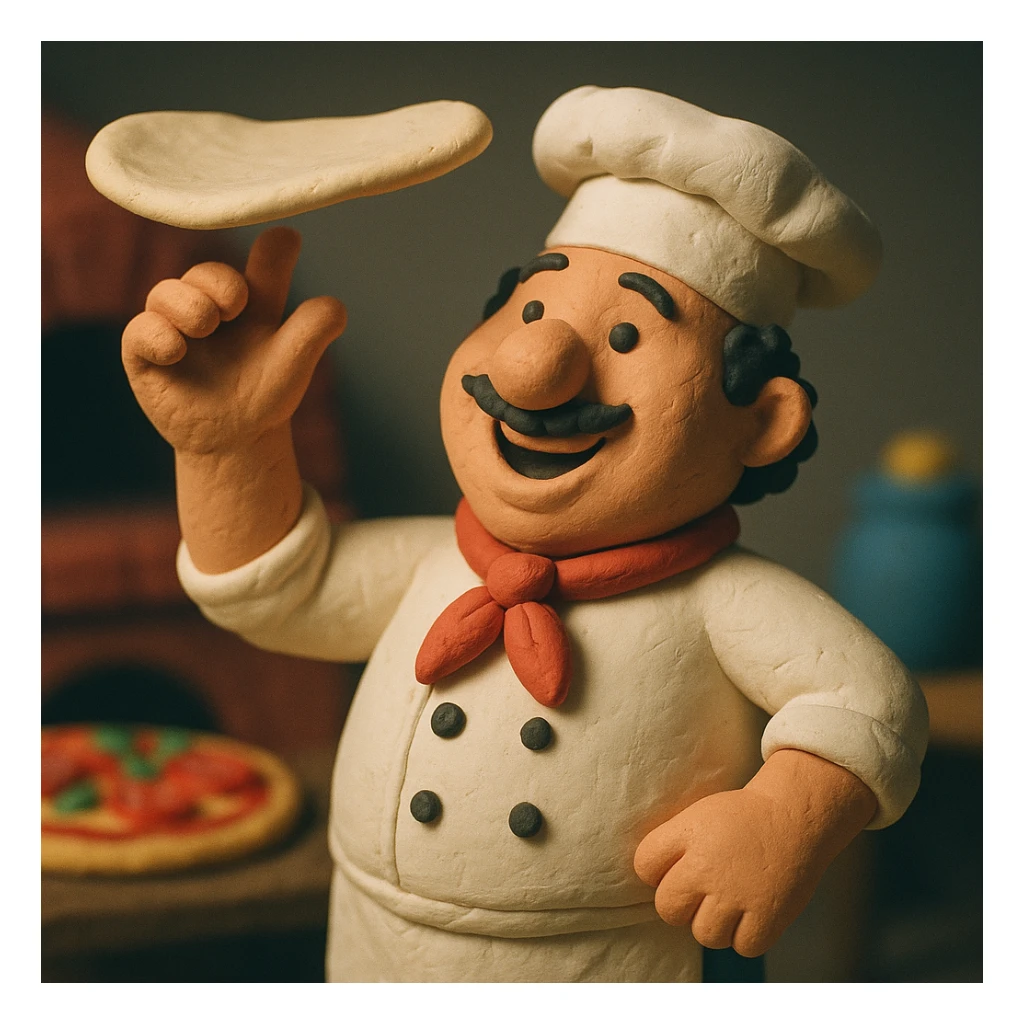 smiling Italian chef spinning pizza dough sticker