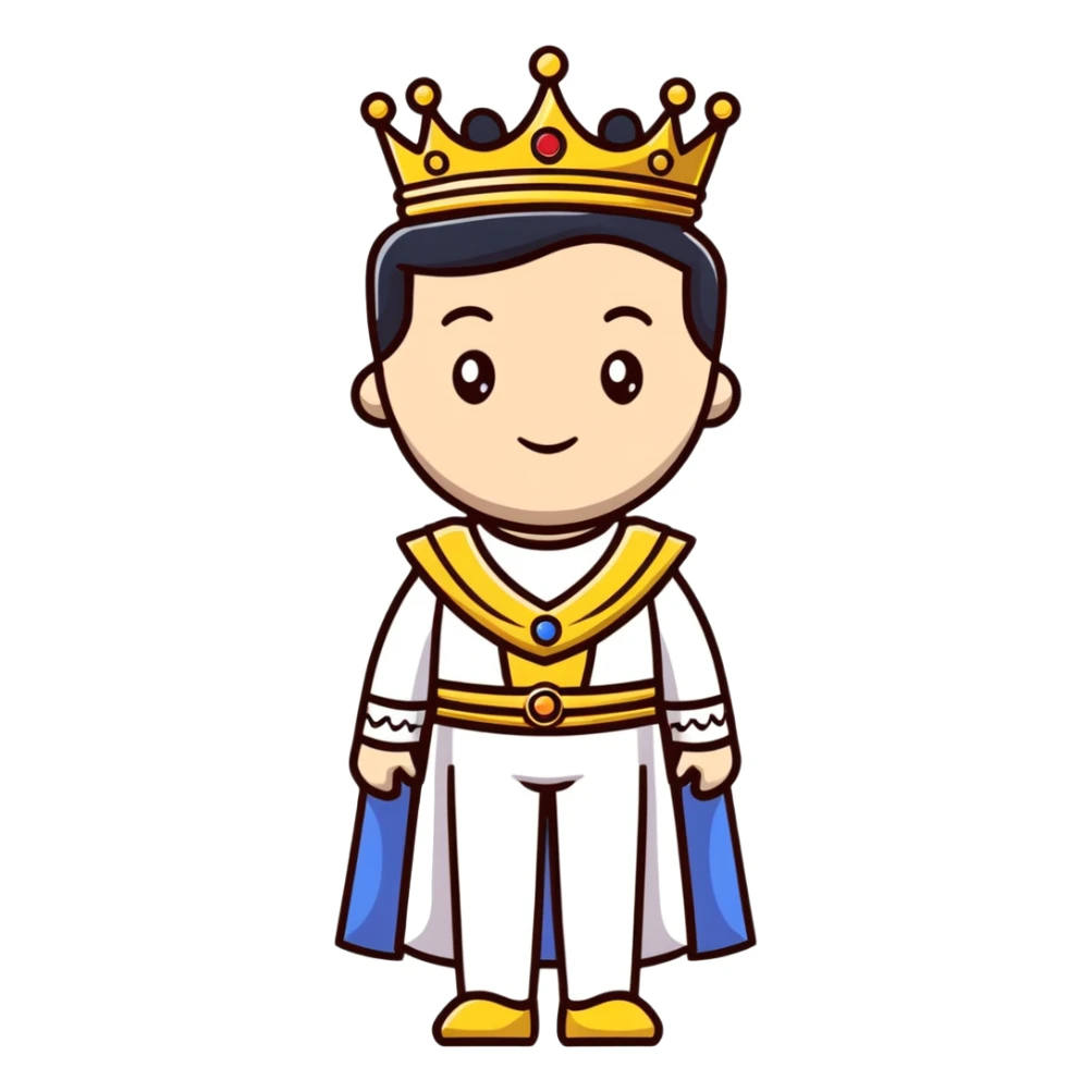 princess man, elegant and regal, wearing a crown and royal attire sticker