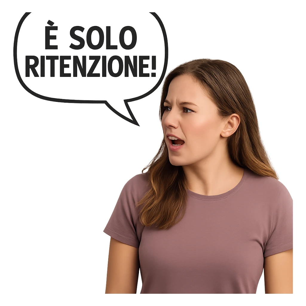 DONNA REALISTICA CHE DICE IN UN FUMETTO ALLA SUA SINISTRA: "è SOLO RITENZIONE!" sticker