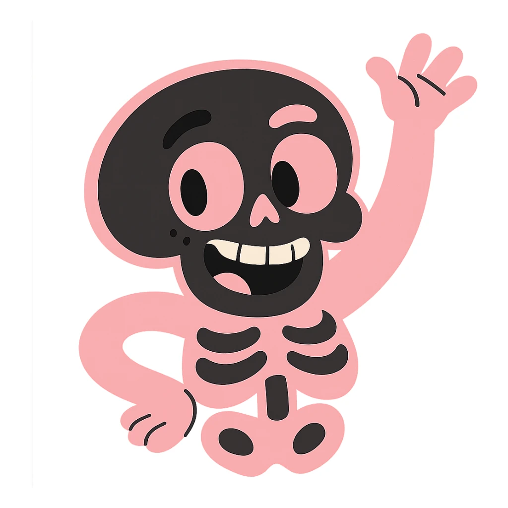 gothic skull, black and pink colors, pastel toon style sticker